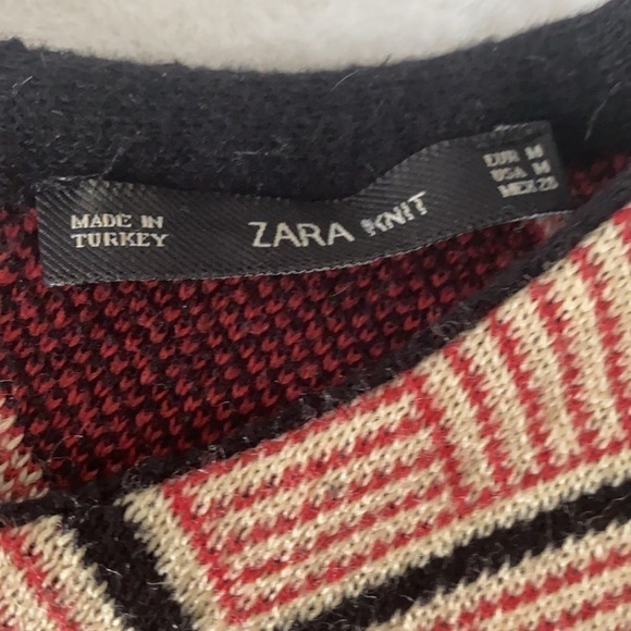 Zara Knit Red, Black & Tan Geometric Print Dress Size Medium - Picture 6 of 10